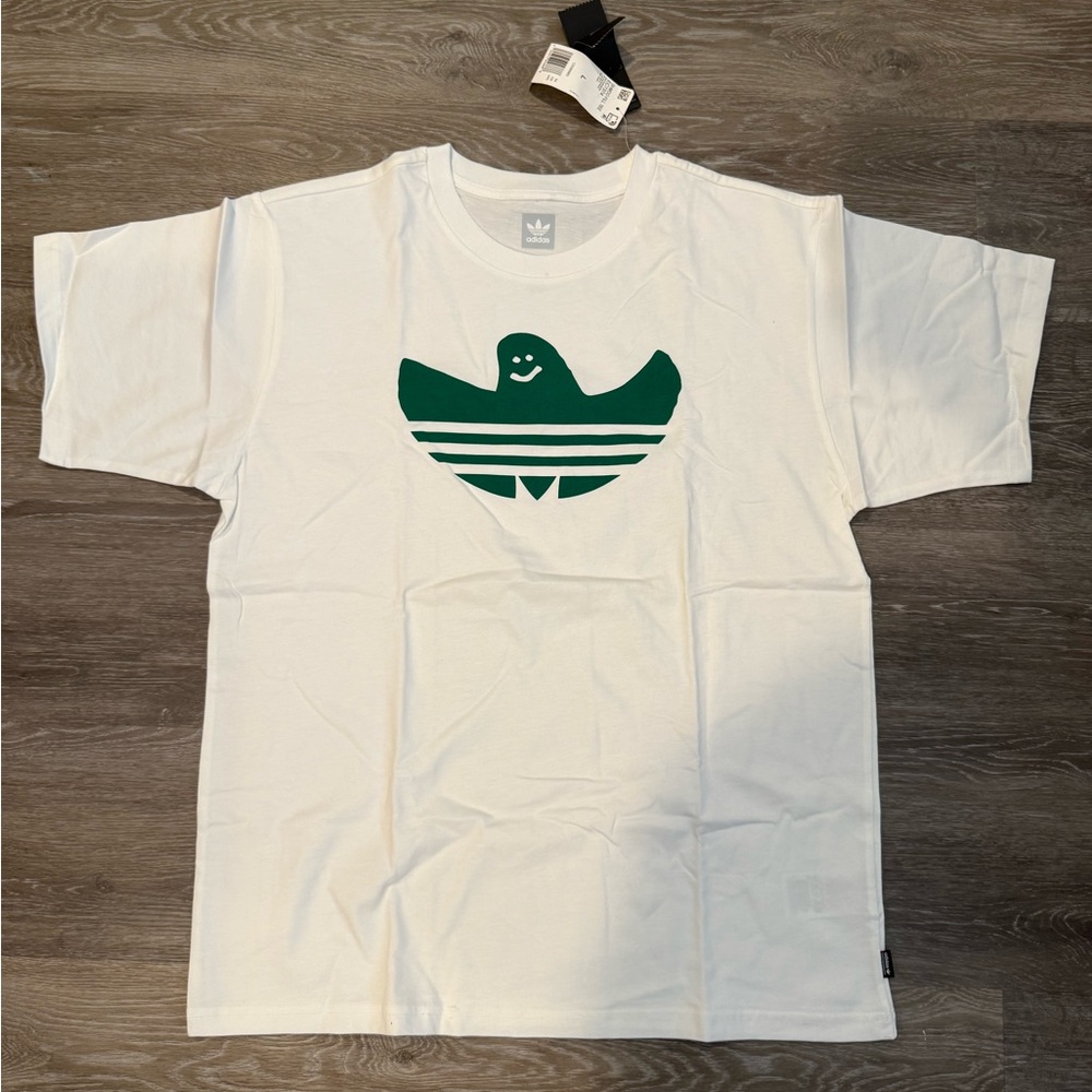 Adidas White Tee with Green Graphic